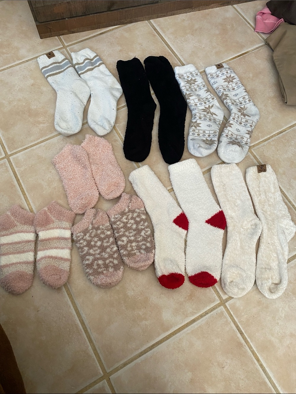 BUNDLE OF Cozy Mixed Fuzzy Socks - Assorted Neutrals & Pink